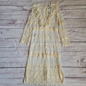 Danity Paris Nasty Gal Sheer Lace Midi Dress NWT Womens Large
